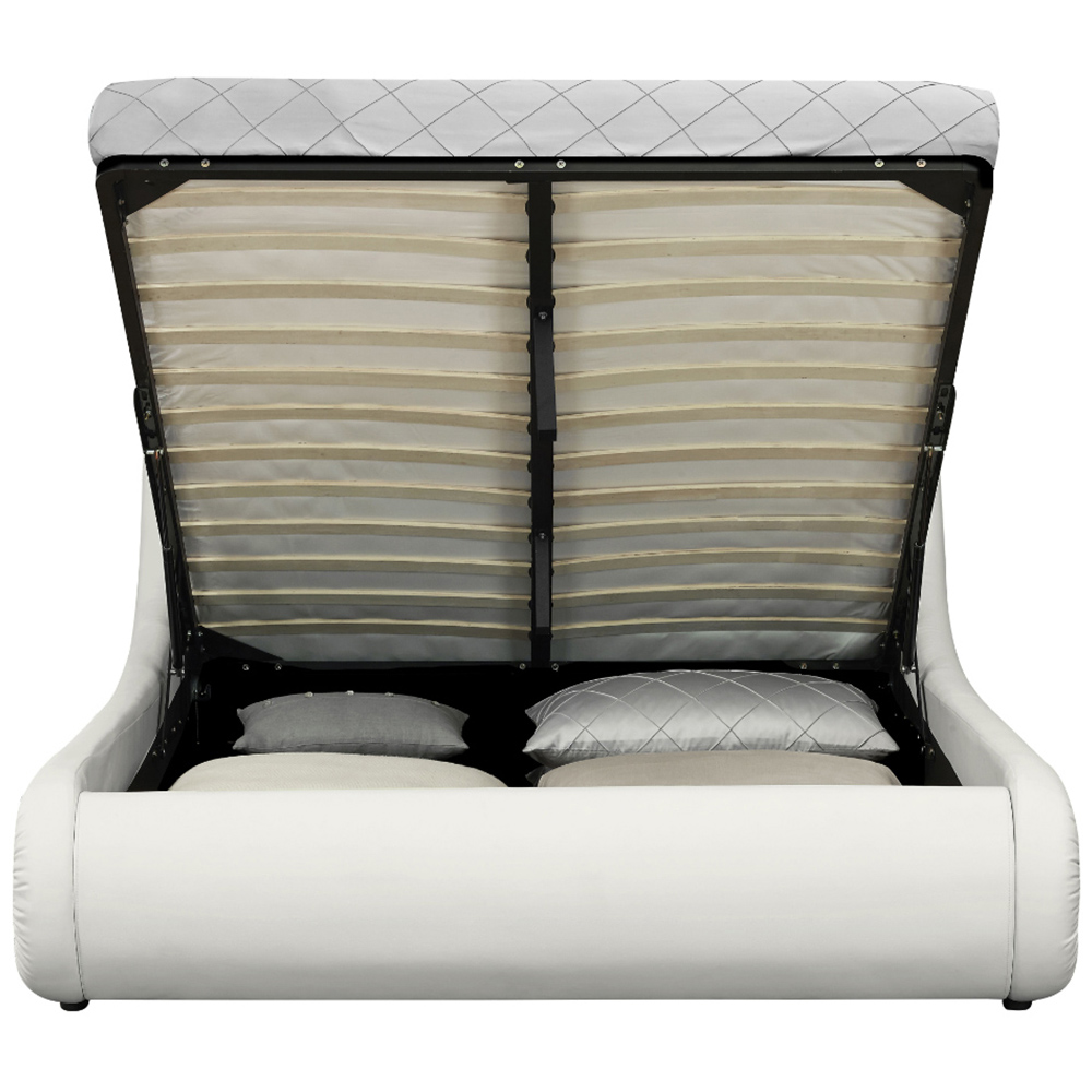 Home Detail Galaxy Double White Faux Leather Ottoman Bed Frame Image 3