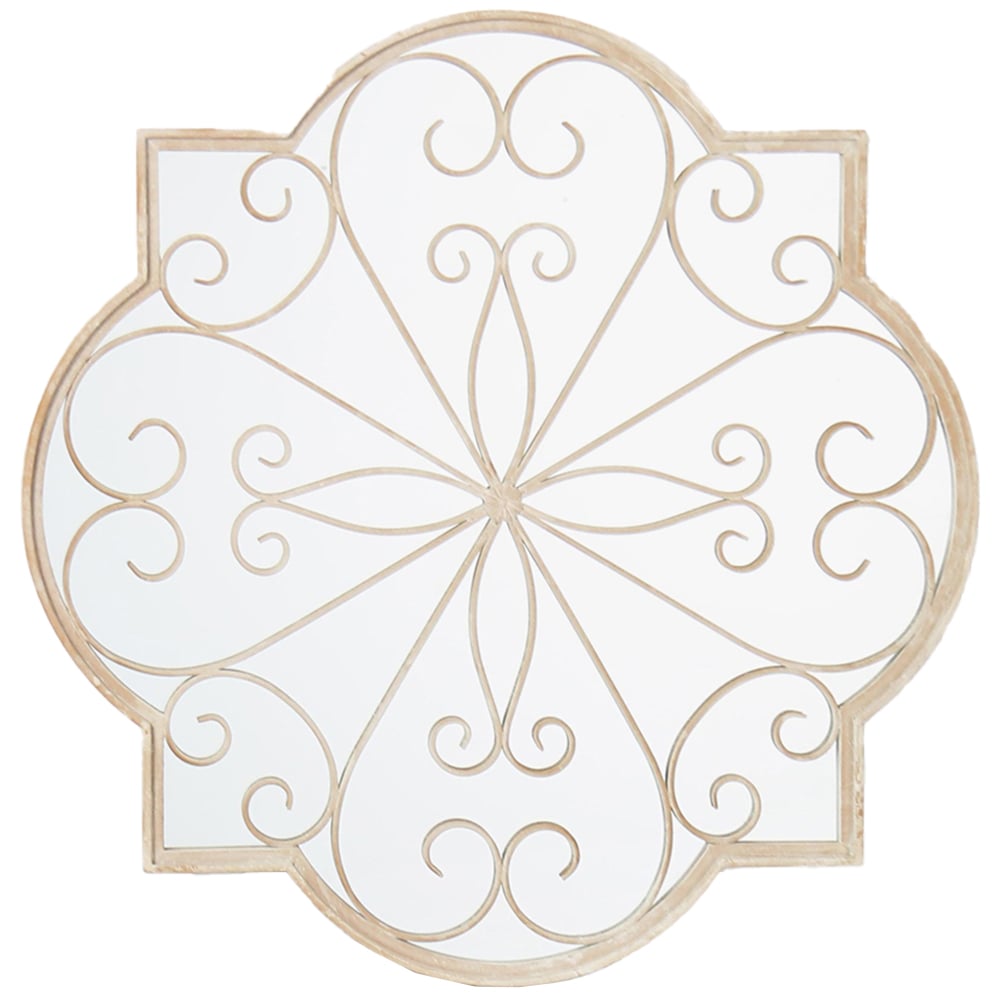 MirrorOutlet Cream Metal Rose Petal Shaped Window Garden Mirror 90 x 90cm Image 1