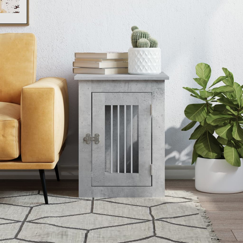 vidaXL Concrete Grey Processed Wood Dog Crate Furniture 45 x 62 x 59cm Image 2