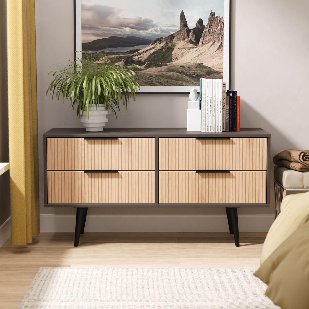 Crowndale Hong Kong 4 Drawer Slatt Effect and Graphite Bed Box Ready Assembled Image 7