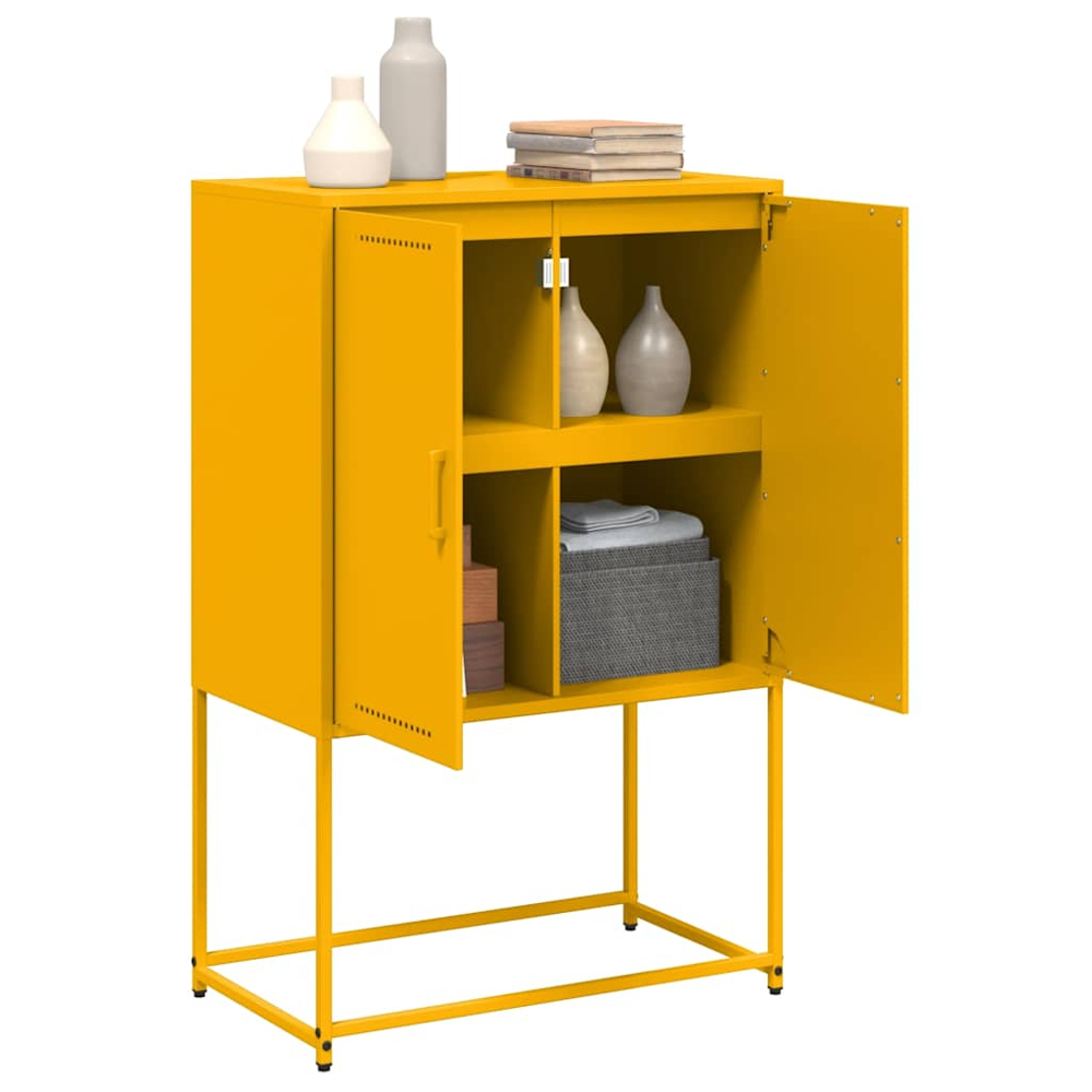 vidaXL 2 Door Mustard Yellow Steel Highboard Image 5