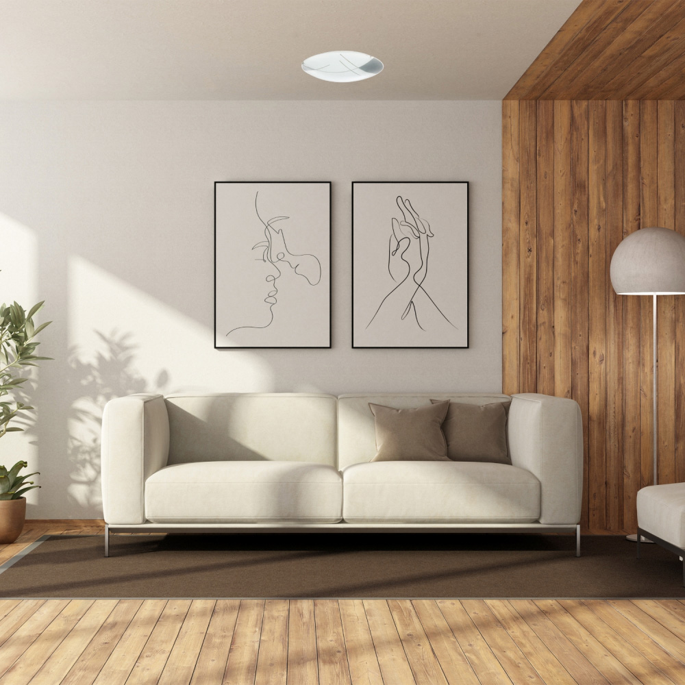 Happy Homewares Opal White Glass LED Ceiling Light with Grey Gloss Image 2