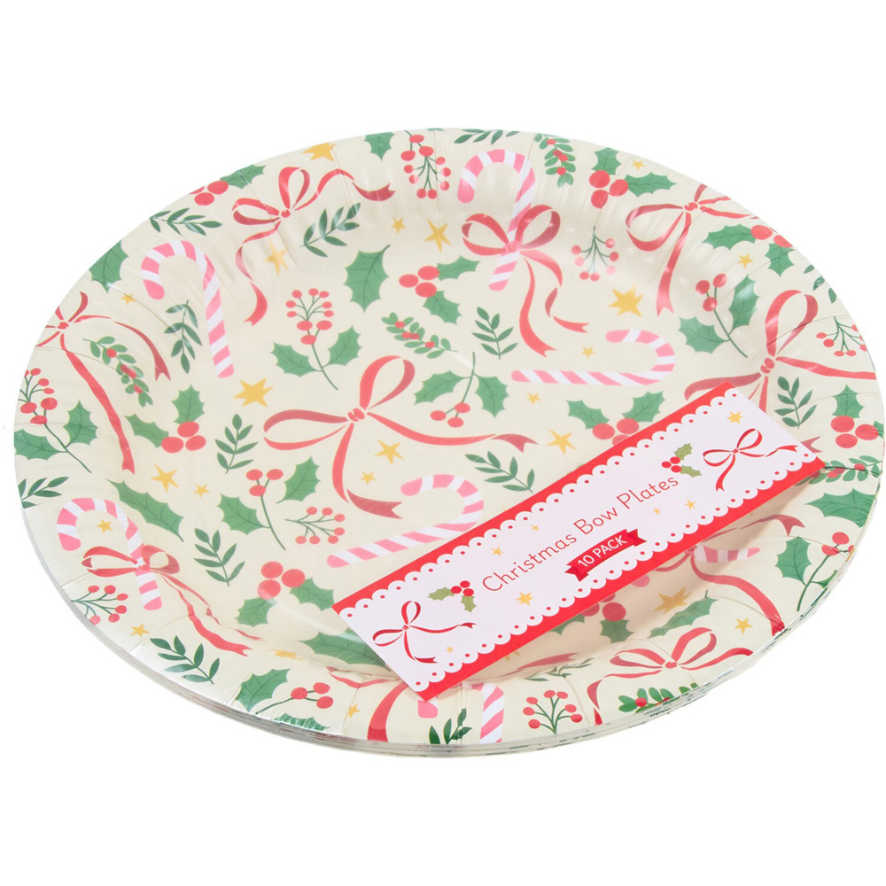 Pack of 10 Christmas Bow Plates Image 2