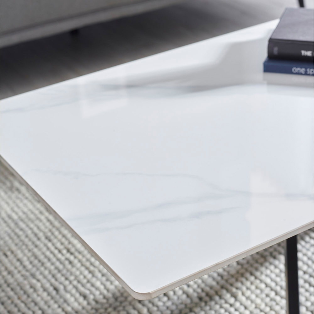 Julian Bowen Bradley White Marble Effect Rectangular Coffee Table Image 6