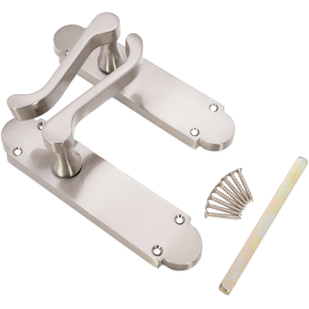 Spira Brass Oakley Satin Nickel Lever on Backplate Door Handle with Latch 2 Pack Image 4