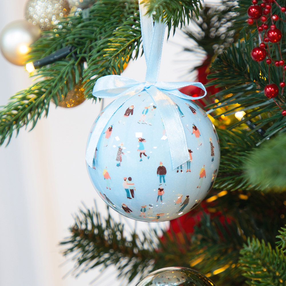 The Christmas Workshop Ice Blue People Skiing Bauble 14 Pack Image 2