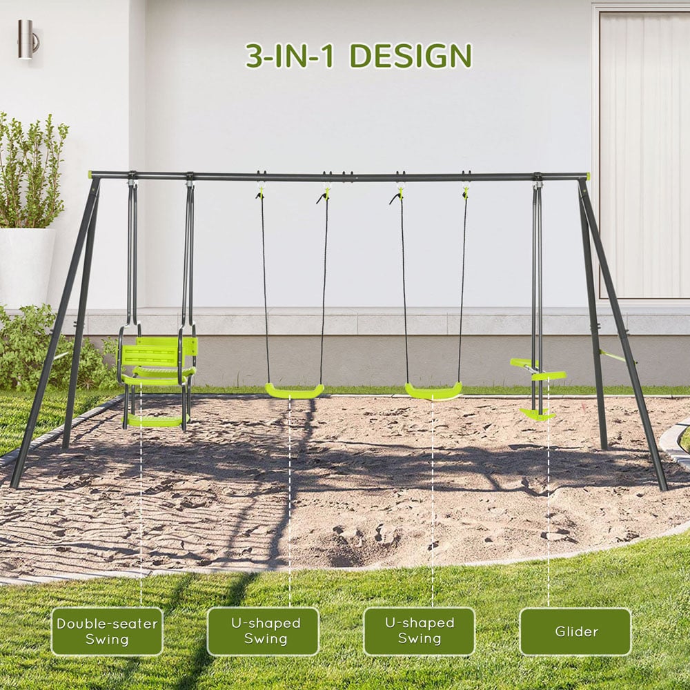 Outsunny Kids Garden Swing Set Image 5