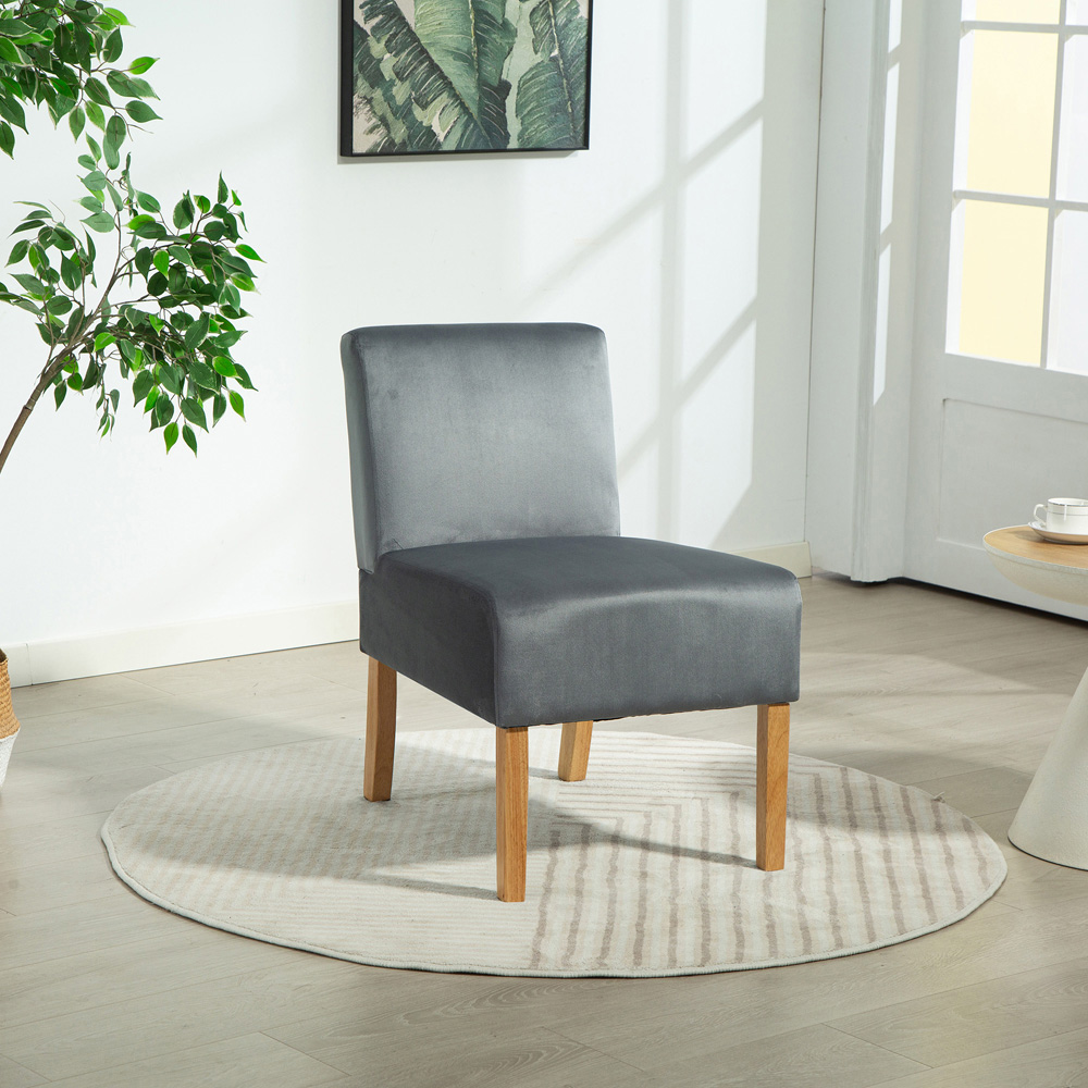 Artemis Home Corina Grey Velvet Fabric Armless Accent Chair Image 5