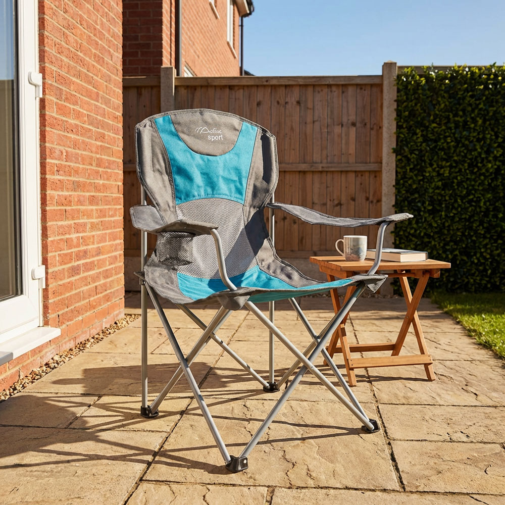 Active Sport Blue and Grey Deluxe Camping Chair Image 4