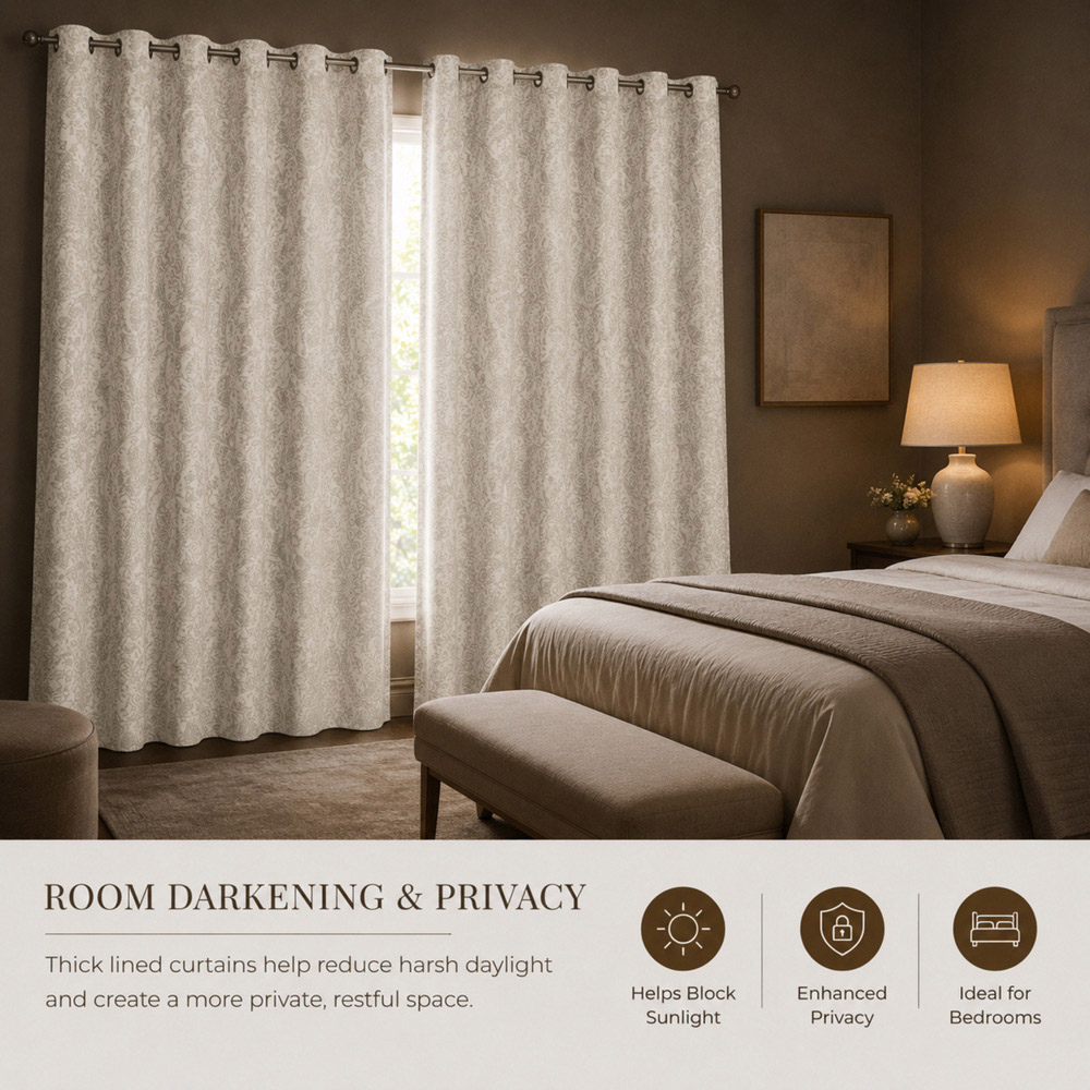 MHG Living Jacquard Thermal Eyelet Curtains 117 x 182cm Image 2