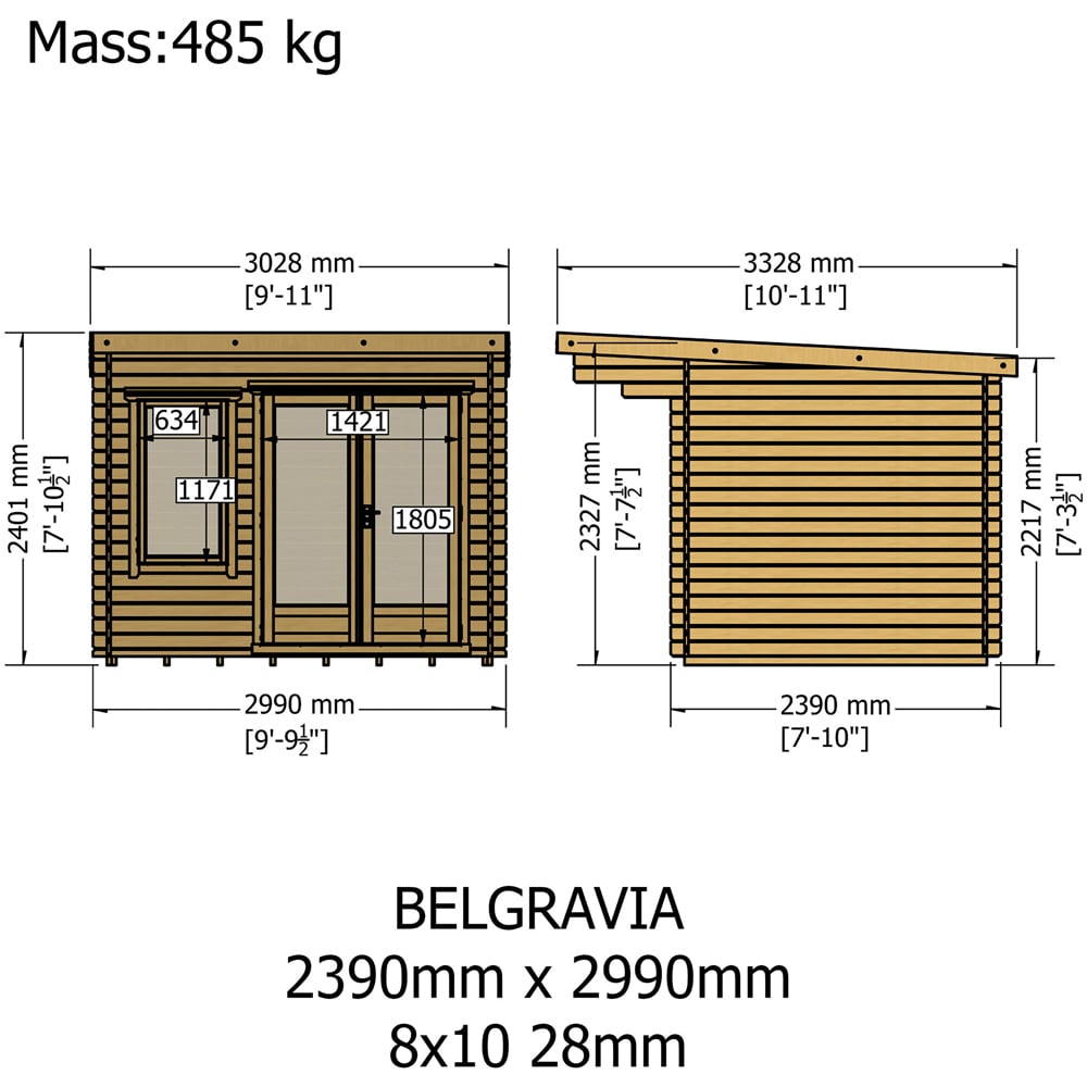 Shire Belgravia 8 x 10ft Log Cabin Image 9