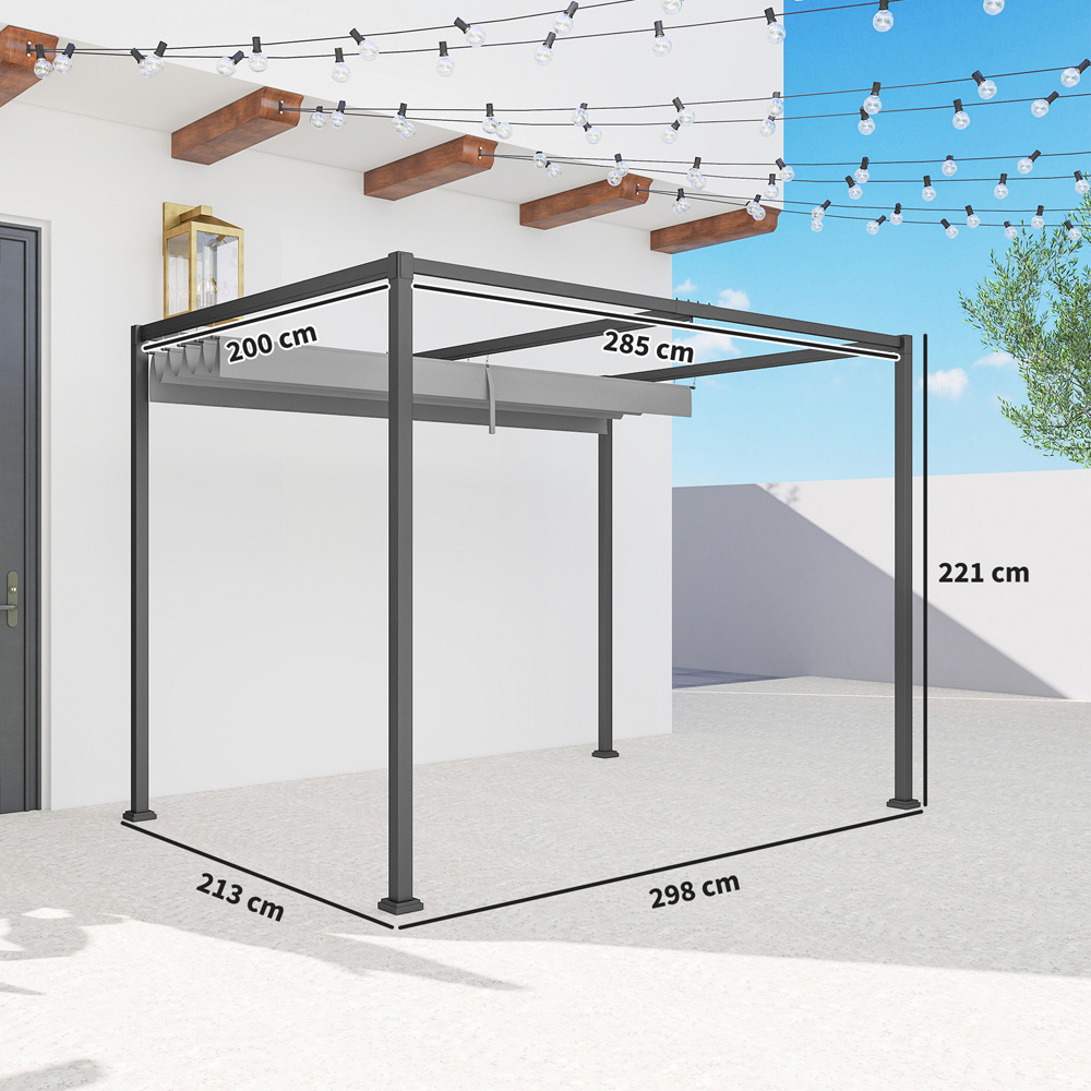 Outsunny 3 x 2m Grey Steel Frame Retractable Roof Pergola Image 8
