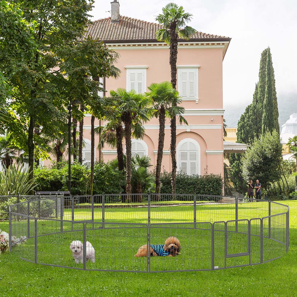 PawHut 16 Panel Dog Playpen with 2 Doors Image 2