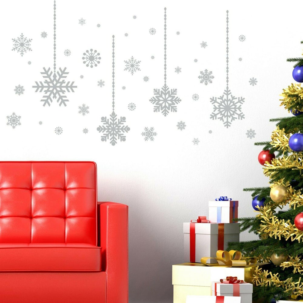 Walplus Christmas Silver Snowflakes Self Adhesive Wall Stickers 51 Piece Image 2