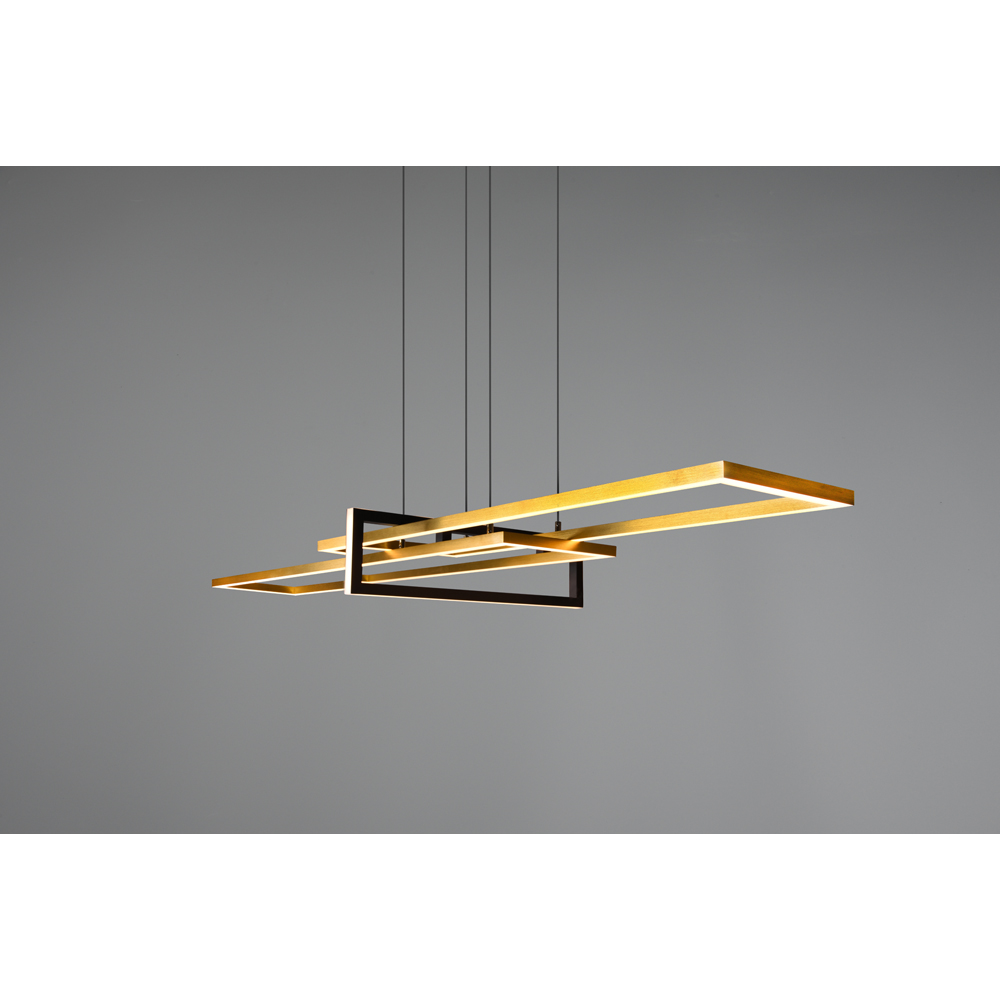 TRIO Salinas Matt Brass Rectangular LED Pendant Light Image 5