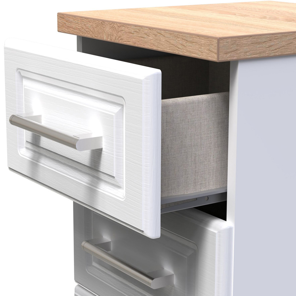 Crowndale Kent 3 Drawer White Ash and Modern Oak Bedside Table Image 6