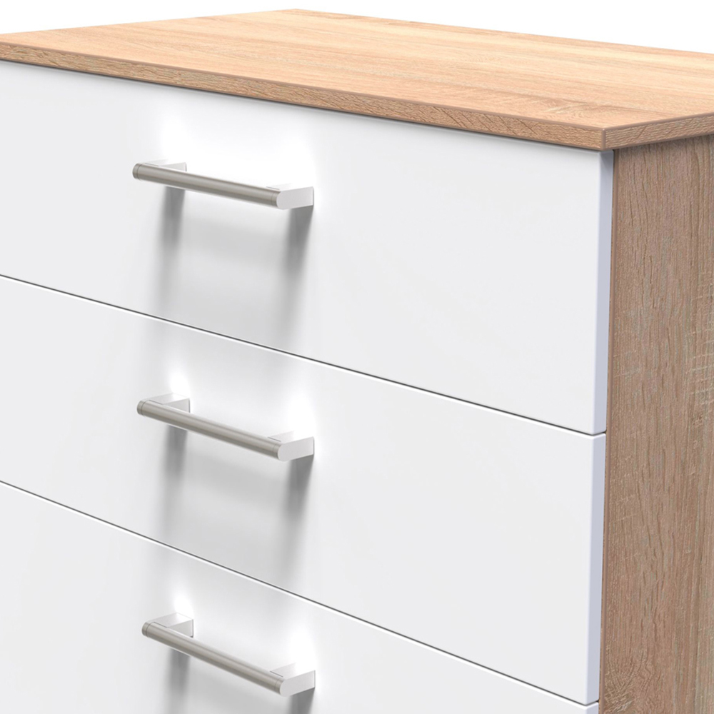 Crowndale Devon 4 Drawer White Matt and Bardolino Oak Deep Chest of Drawers Ready Assembled Image 5