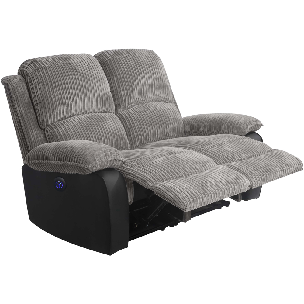 Comfy Living 2 Seater Grey Cord Fabric Electric Recliner Sofa Image 2