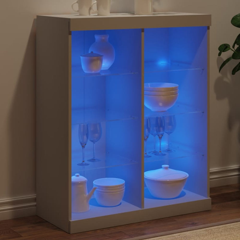 vidaXL 8 Shelf White LED Sideboard Image 1