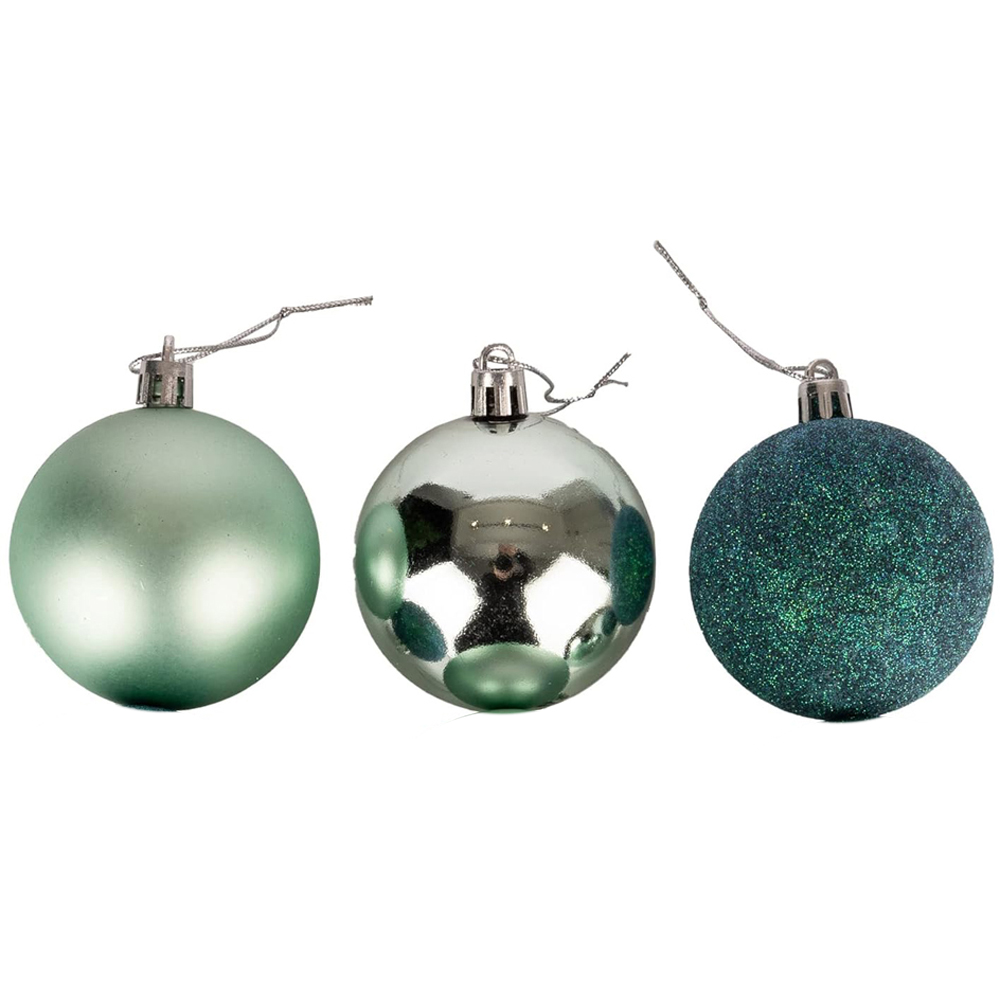 Shatchi 10cm Teal Blue Shatterproof Christmas Bauble 3 Pack Image 1