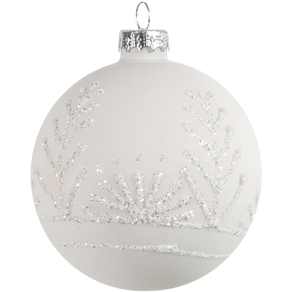 Matte Glitter Design Bauble - White Image 2