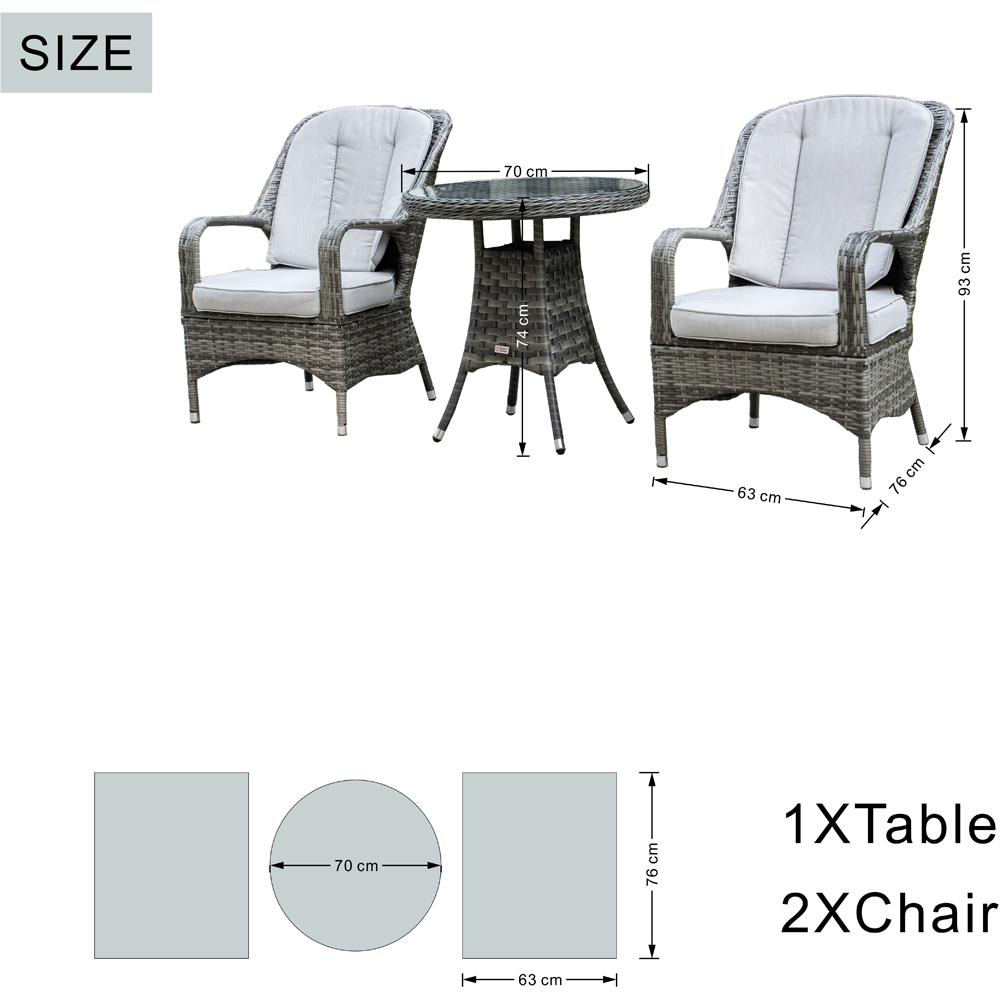Direct Wicker 2 Seater Grey Garden Aluminium Rattan Bistro Set Image 9
