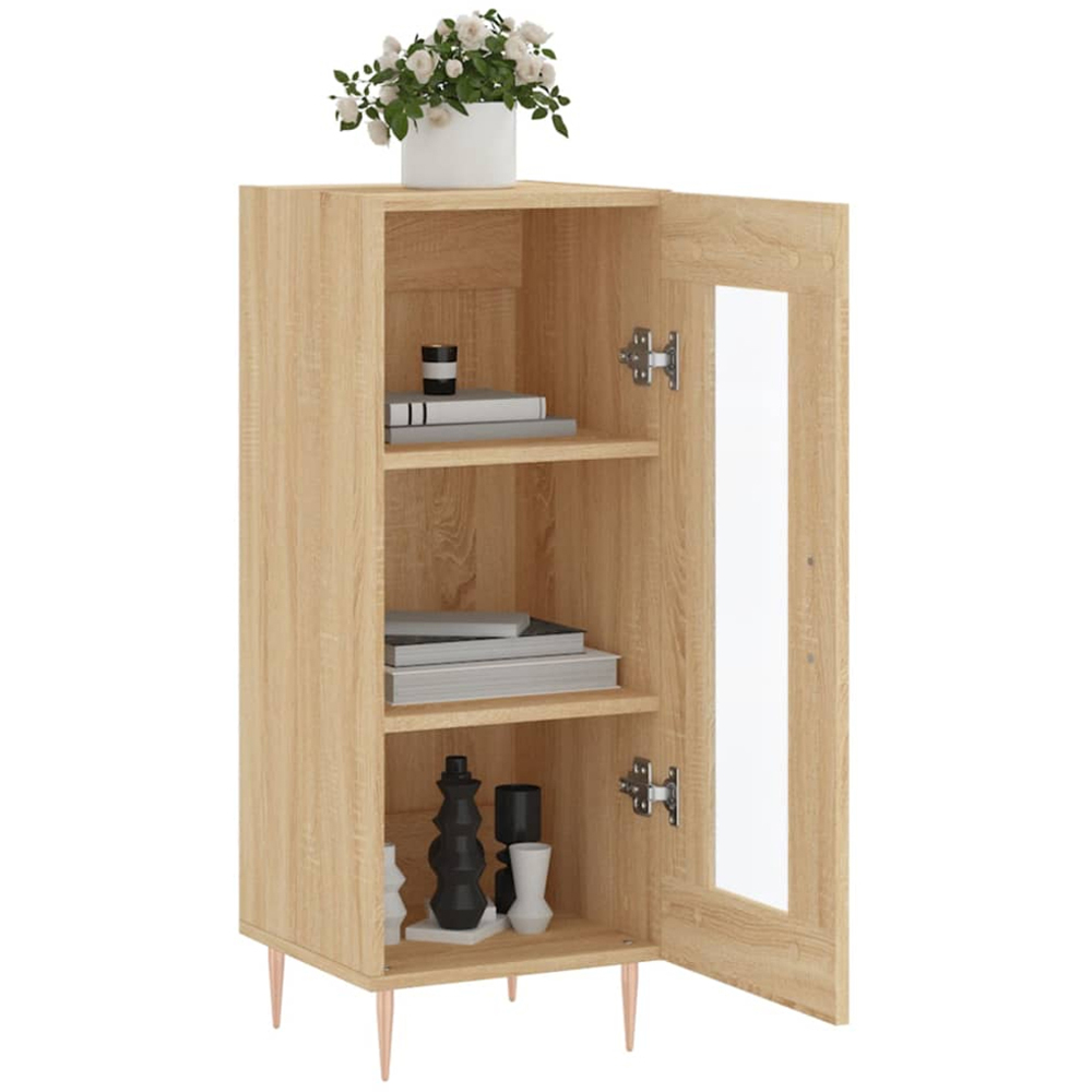 vidaXL Single Glass Door Sonoma Oak Sideboard Image 4