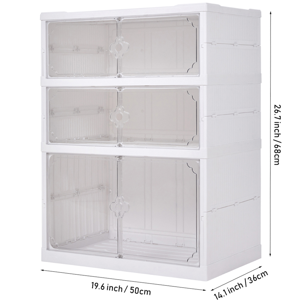 H&O Direct 3 Shelf Foldable Transparent Shoe Storage Box Image 6