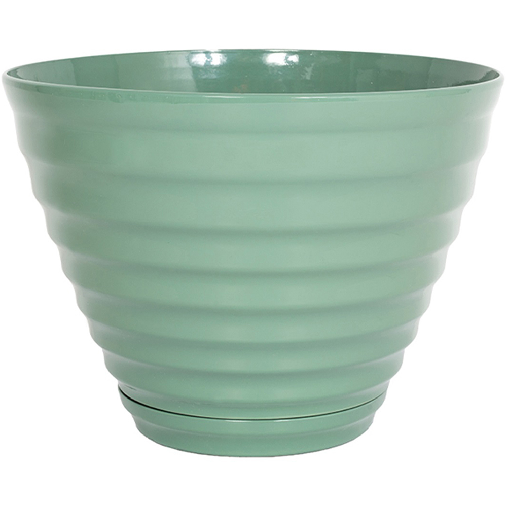 Plant Avenue Vale Sage Green Planter with In Built Saucer 40cm Image 1