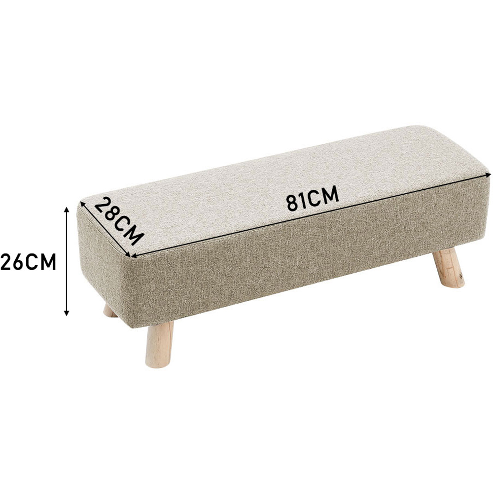 Living and Home Beige Rectangular Tofu-shaped Footrest with Wooden Legs Image 6