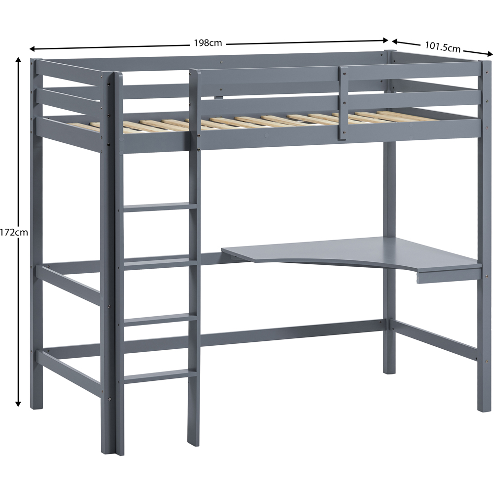 VIDA DESIGNS Sydney Single Grey Bunk Bed with Desk and Foam Mattress Image 9