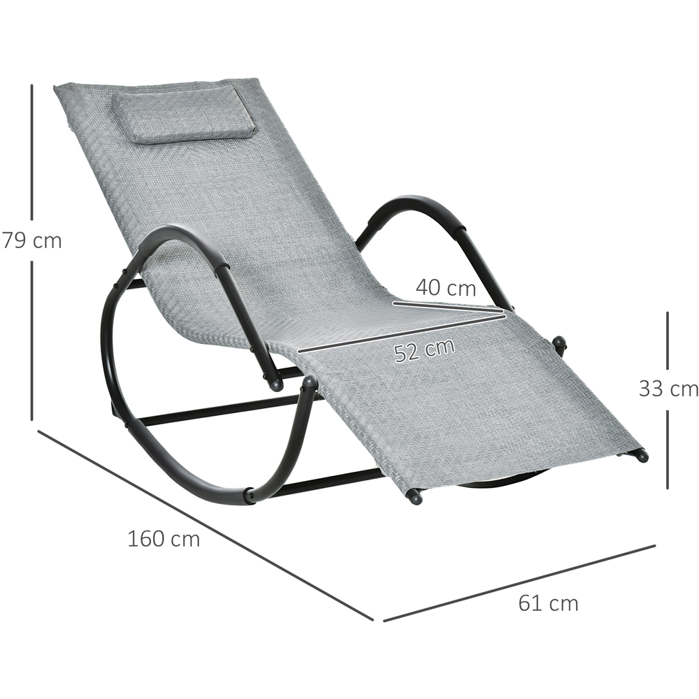 Outsunny Grey Zero Gravity Rocking Sun Lounger with Pillow Image 7