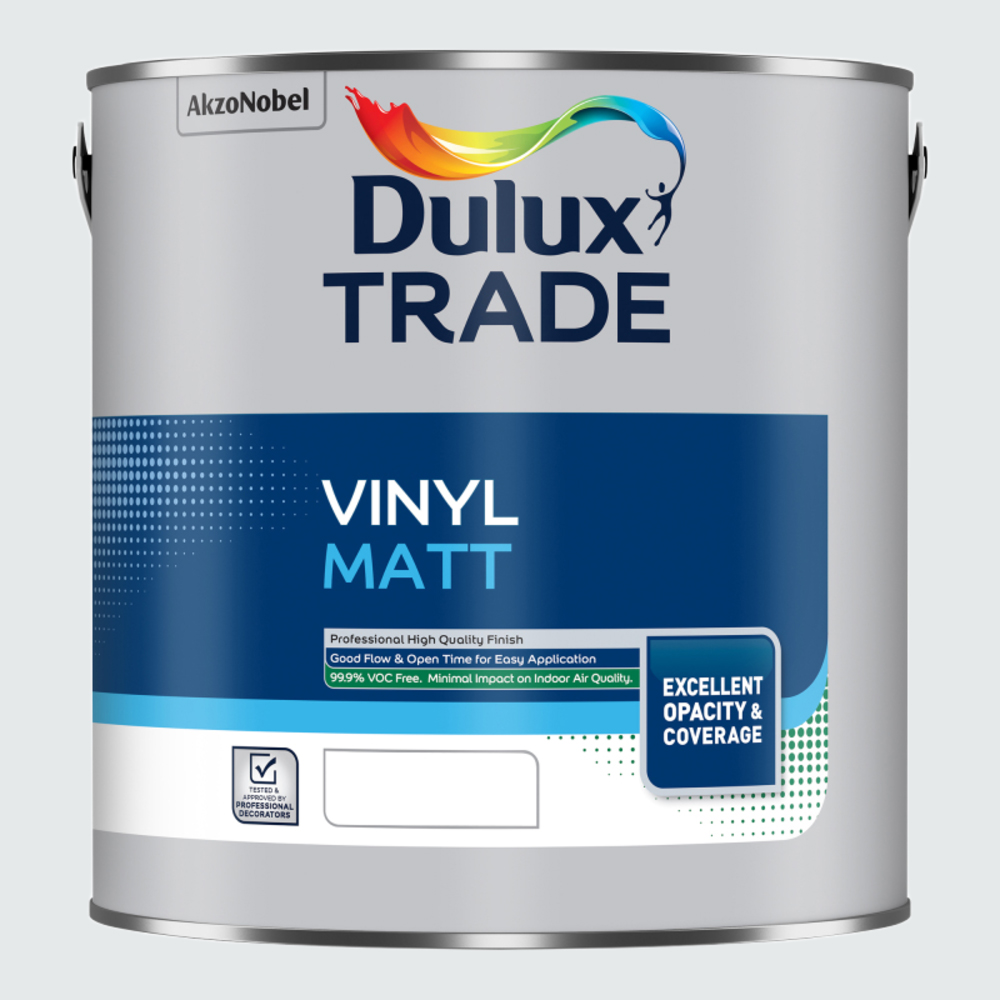 Dulux Trade Chalk White Walls and Ceilings Vinyl Matt Paint 2.5L Image 2