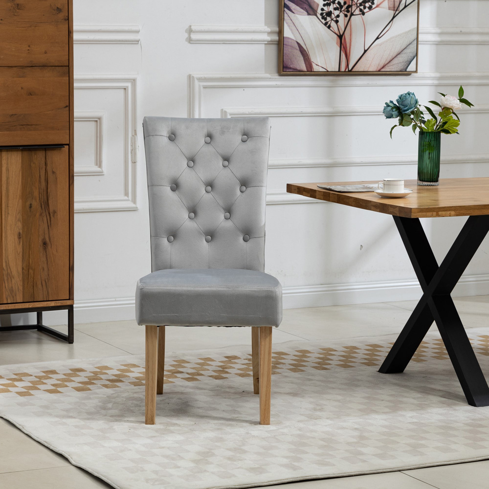 Artemis Home Pienza Set of 2 Silver Velvet Dining Chairs Image 2