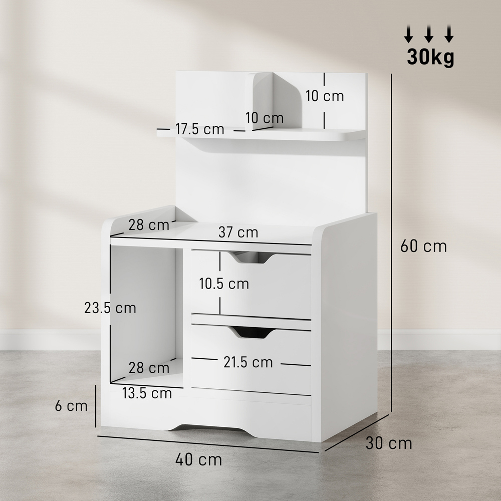 Portland 2 Drawer 3 Shelf Gloss White Bedside Table Image 9