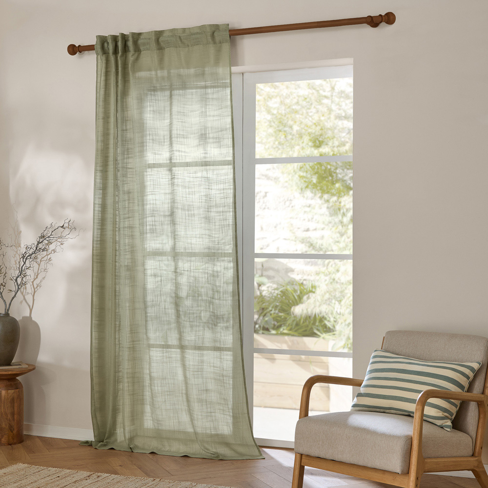 Yard Cirrus Eucalyptus Woven Sheer Curtain Panel 140 x 250cm Image 1