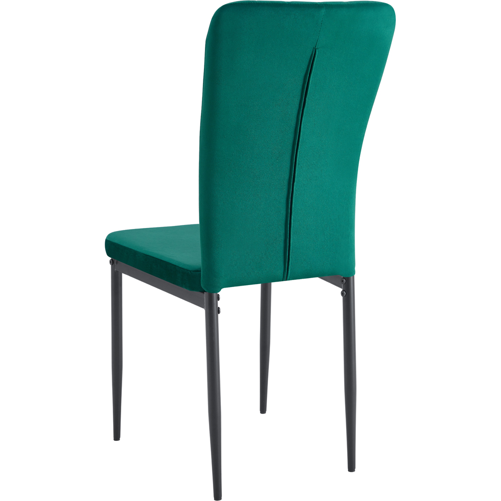 wilko Elle Set of 6 Green Velvet Effect Plush Padded Upholstered Dining Chair Image 5