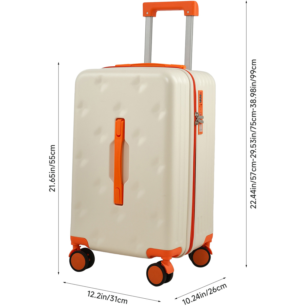 H&O Direct Orange and White ABS Hard Shell Suitcase with Cup Holder USB Port and Stickers 20 inch Image 6