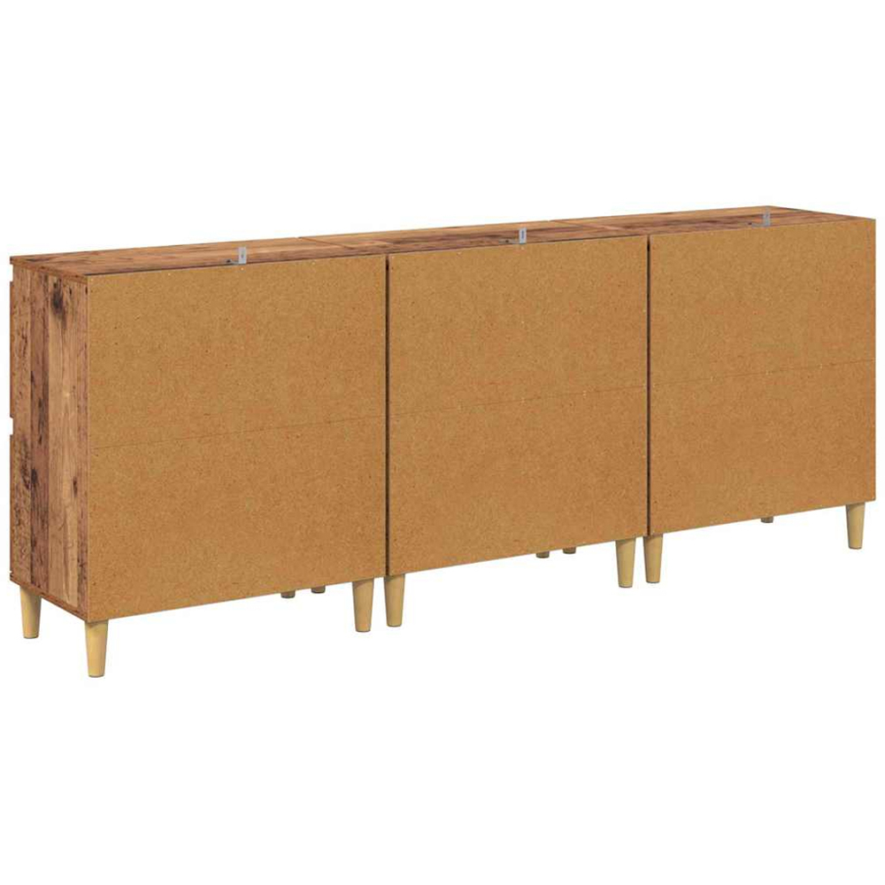 vidaXL 4 Door Old Wood Sideboard with Wooden Legs Set of 3 Image 7