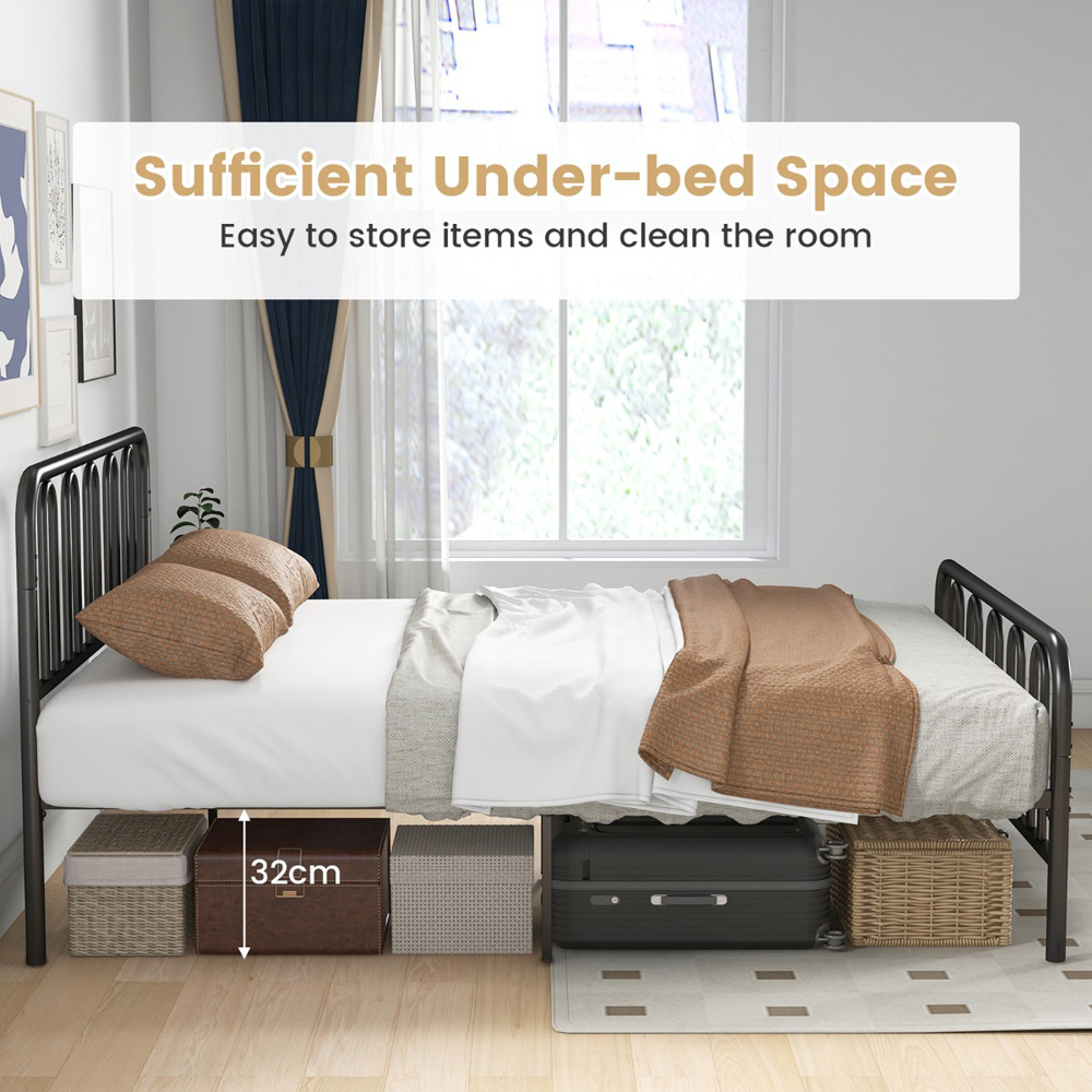 Costway King Size Black Metal Bed Frame with Headboard and Footboard Image 8
