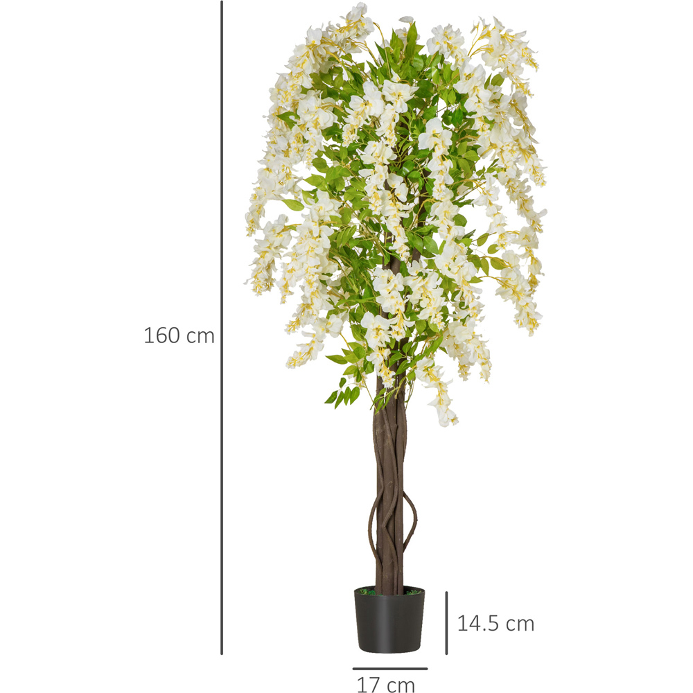 Portland White Flowers Wisteria Tree Artificial Plant In Pot 5.2ft Image 3