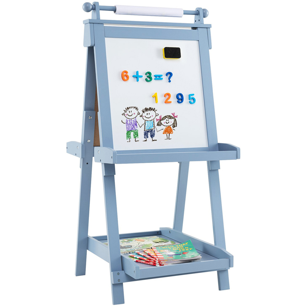 Costway 3-in-1 Kids Blue Double Sided Foldable Art Easel Image 1