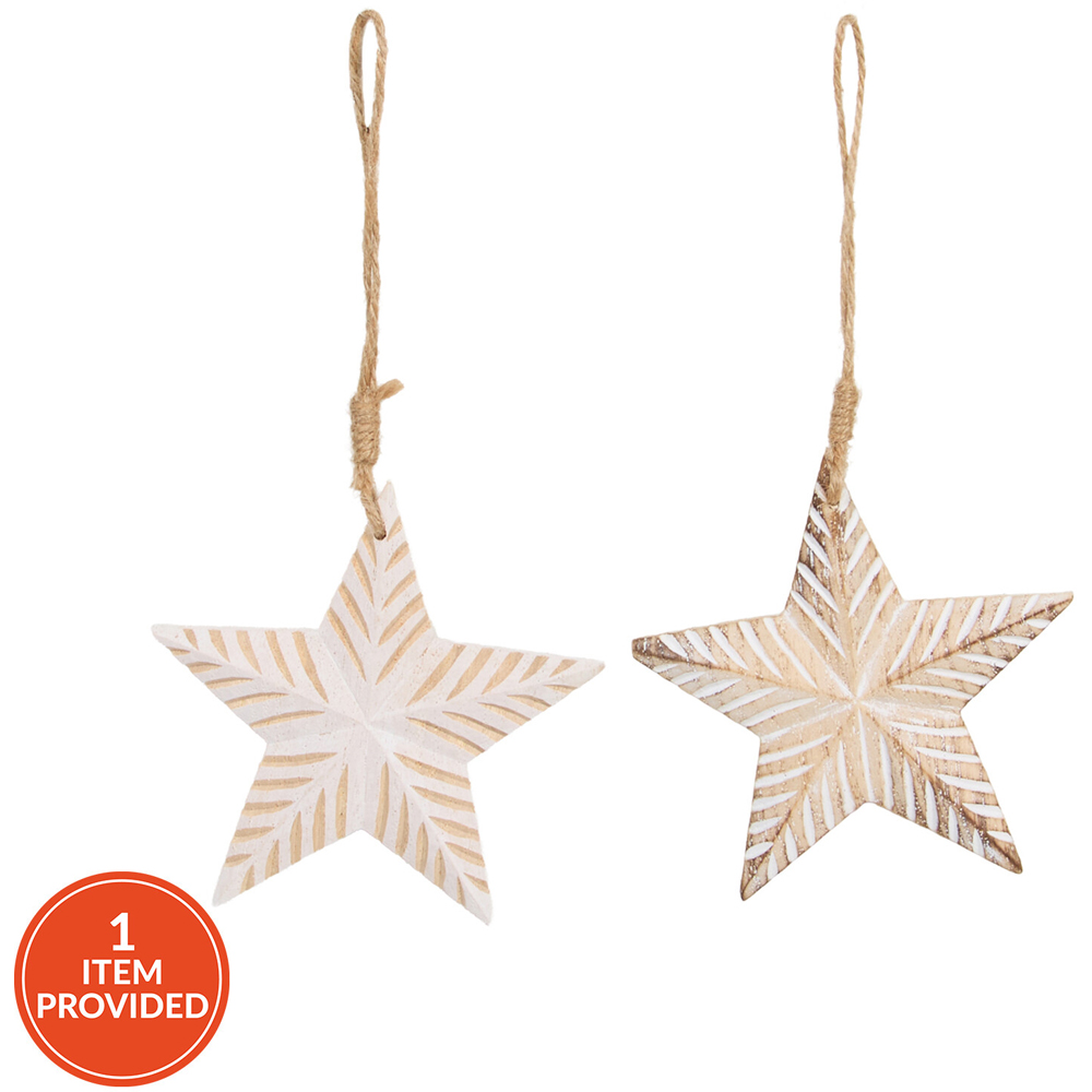 Wooden Scandi Star Decoration Image 1