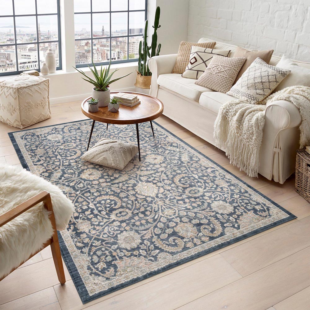 Desire Rugs Maia Navy Floral Non Slip Rug 120 x 180cm Image 2