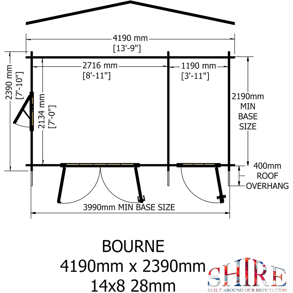 Shire Bourne 14 x 8ft Dual-Purpose Apex Garden Log Cabin with Integral Storage Image 8