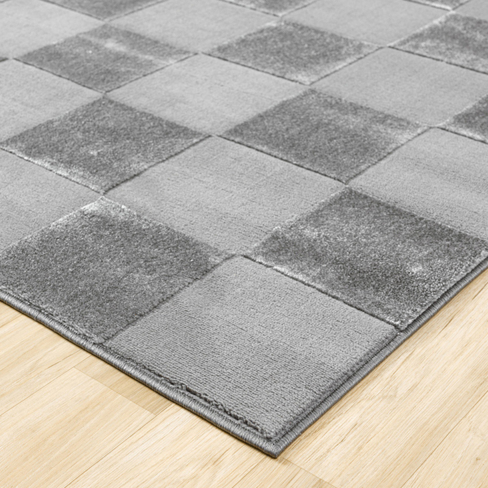 Desire Rugs Vellure Grey Metallic Sheen Grid Design Rug 200 x 290cm Image 3