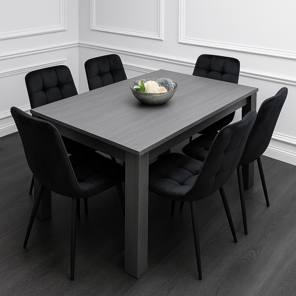 Portland 6 Seater Dining Set Dark Grey and Black Image 4
