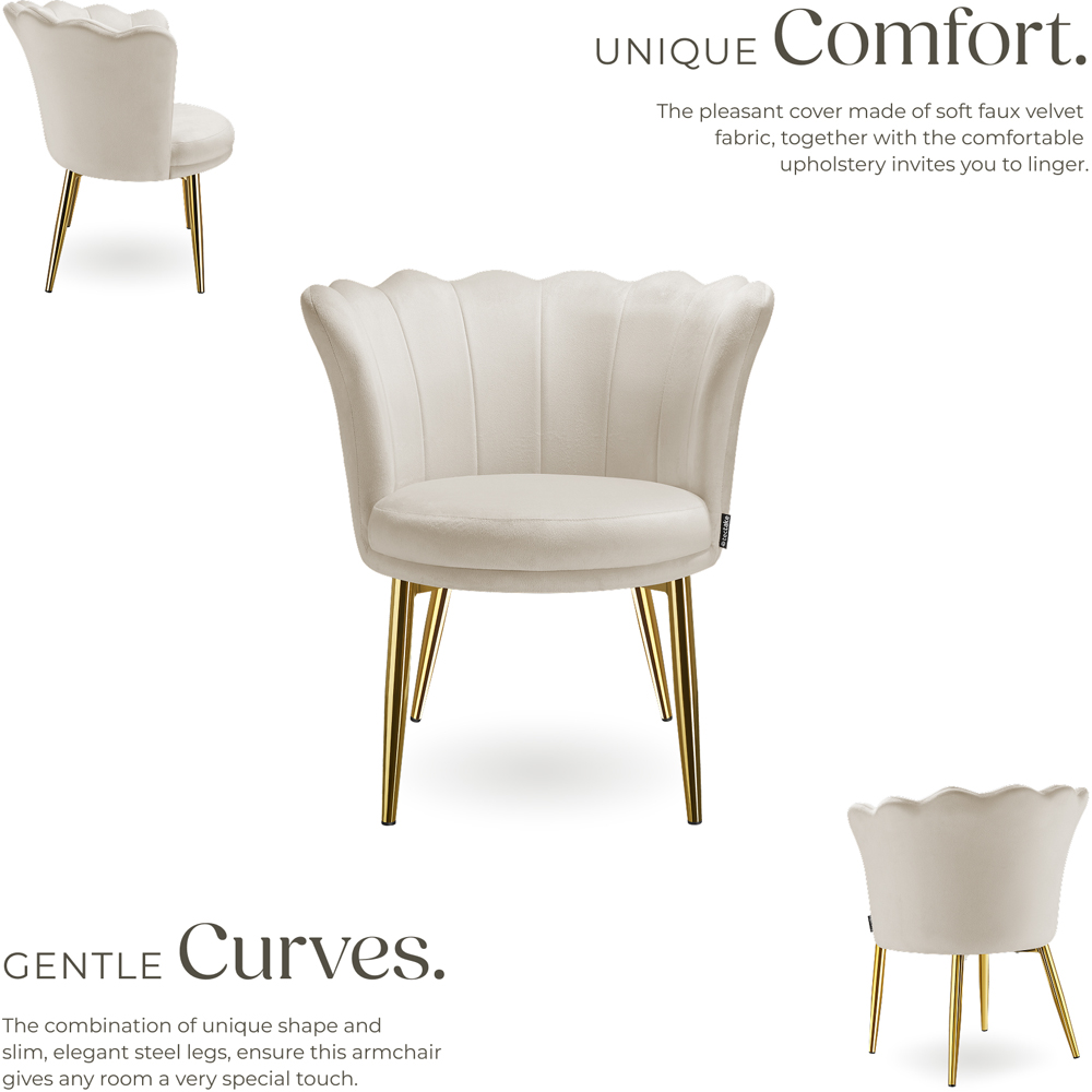 tectake Stella Cream and Gold Velvet Padded Armchair Image 4