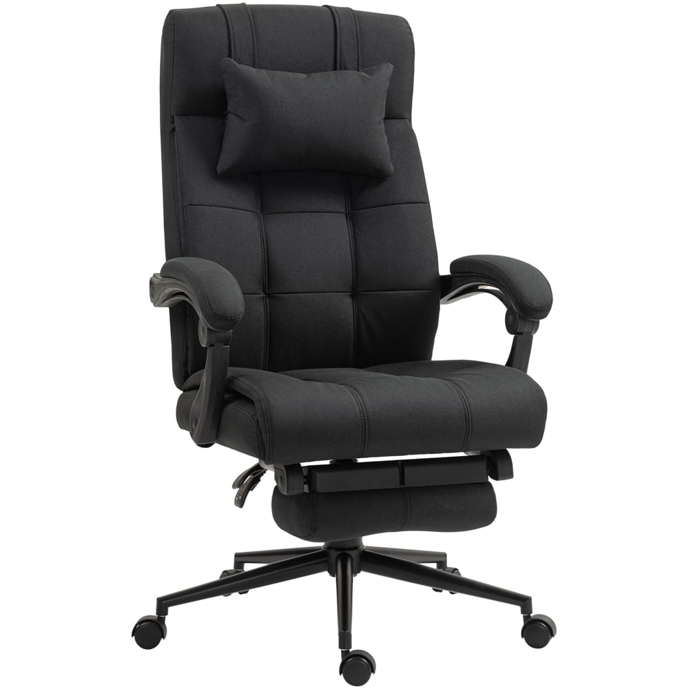 Portland Black Height Adjustable Office Chair with Wheels and Footrest Image 2