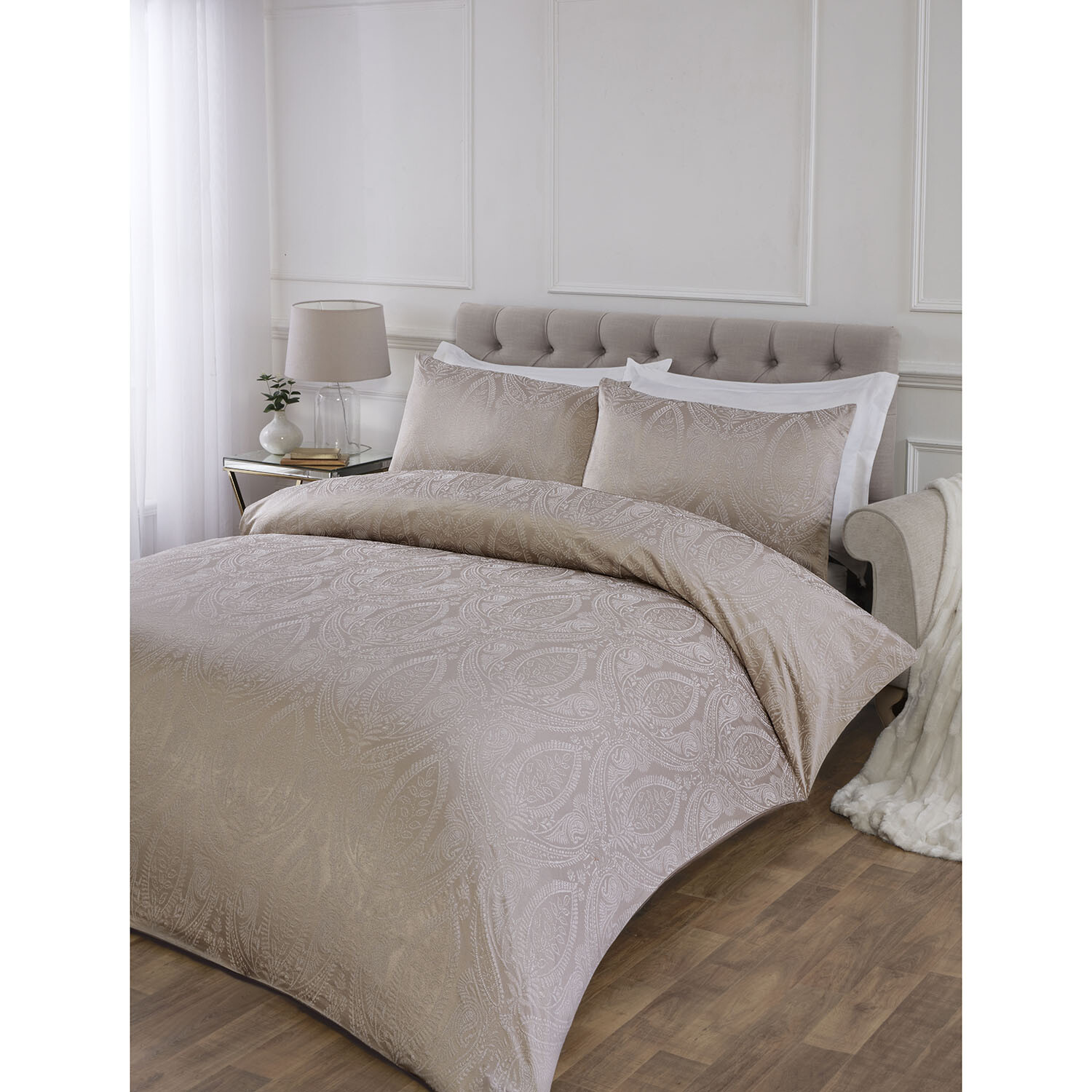 Penelope Jacquard Duvet Set - Champagne / Superking Image 2